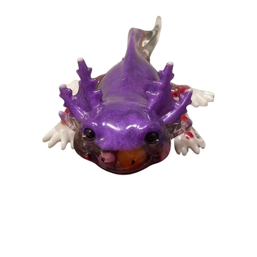 Purple And Red Resin Handmade Axolotl Figurine