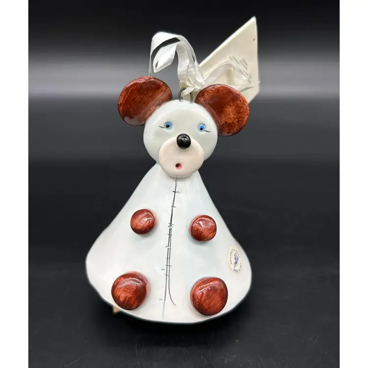 Vintage Signed Lino Zampiva Italy Art Pottery Mouse Bell Hand Crafted Painted