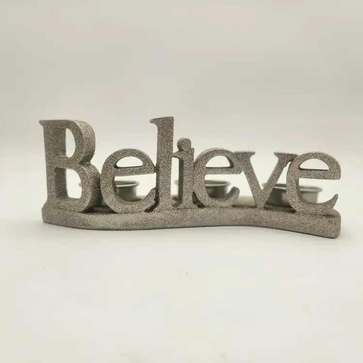Yankee Candle Believe 3 Tea Light Holder Glitter Silver Tea Lights Included