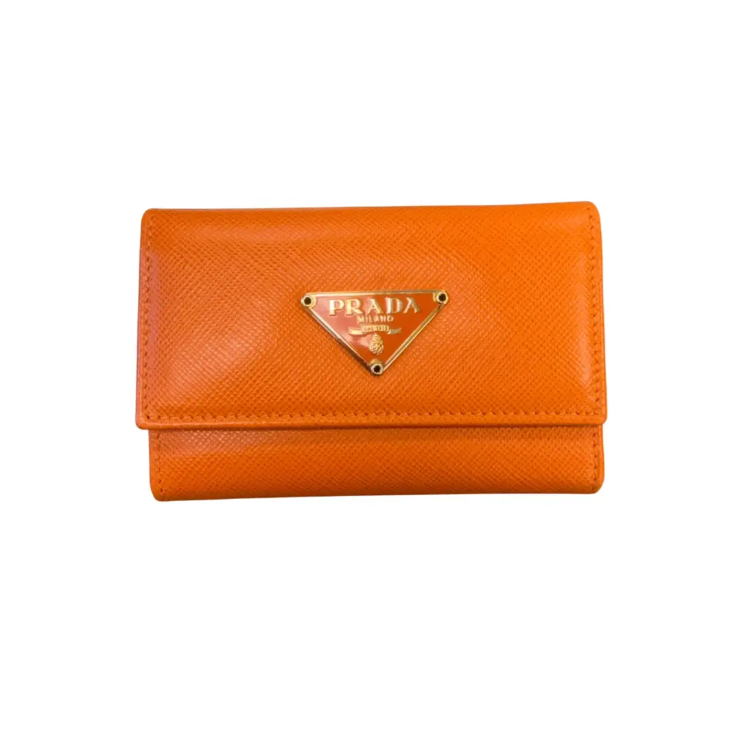 Prada Saffiano Orange Key Holder