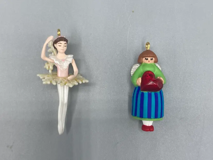 Vintage Miniature Hallmark Keepsake Ornaments 1999 Love to Share Angel and 1999 Snowflake Ballet