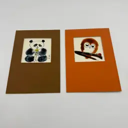 Cute Panda And Owl Watercolor Small Paintings