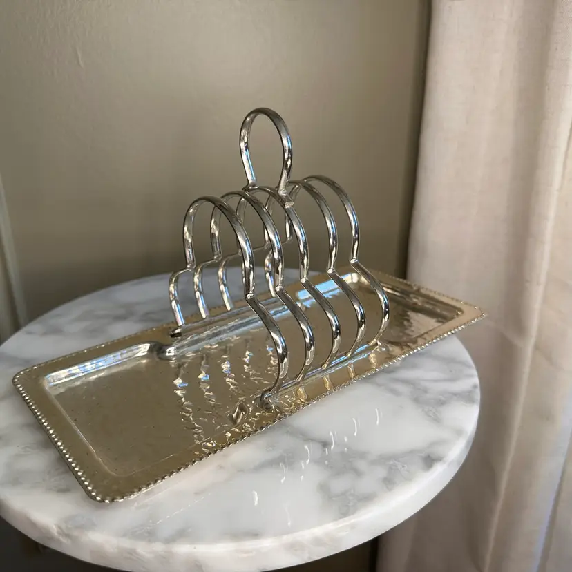 🔔Midcentury English Silverplate Toast Rack With Tray
