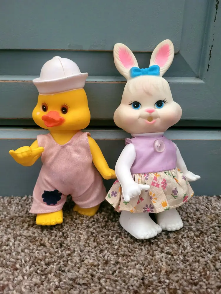 Vintage Easter Unlimited Duck and Bunny Sucking Their Thumbs