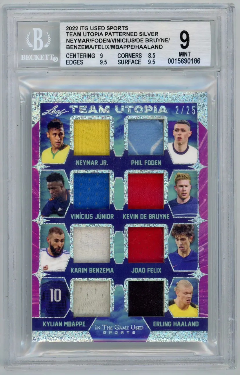 2022 ITG Used Sports NEYMAR/FODEN/VINICIUS/DE BRUYNE/BENZEMA/FELIX/MBAPPE/HAALAND Team Utopia /25 BGS 9 MINT