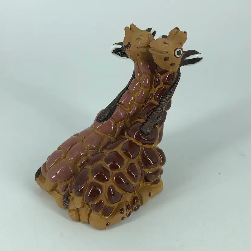 Vintage LEPS Peru Esther Polkosky Cuddling Giraffes Figurine