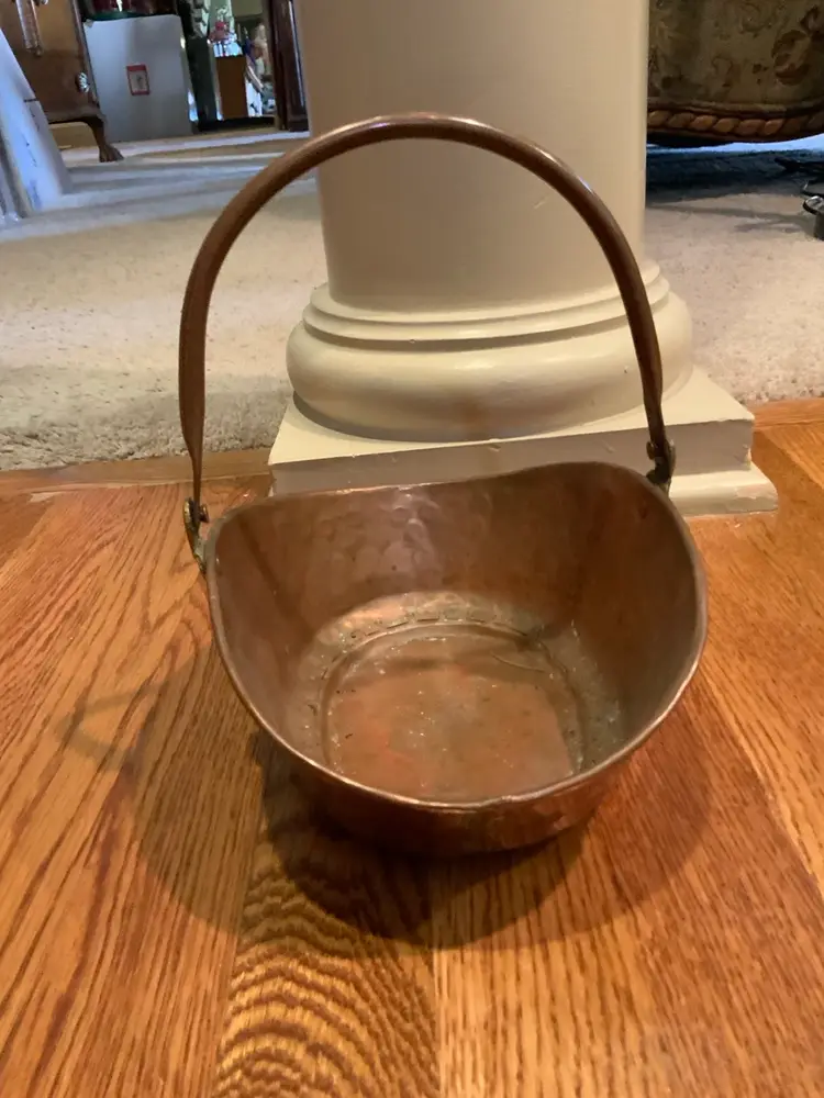 Basket Copper Handled Hammered Made In Turkey 