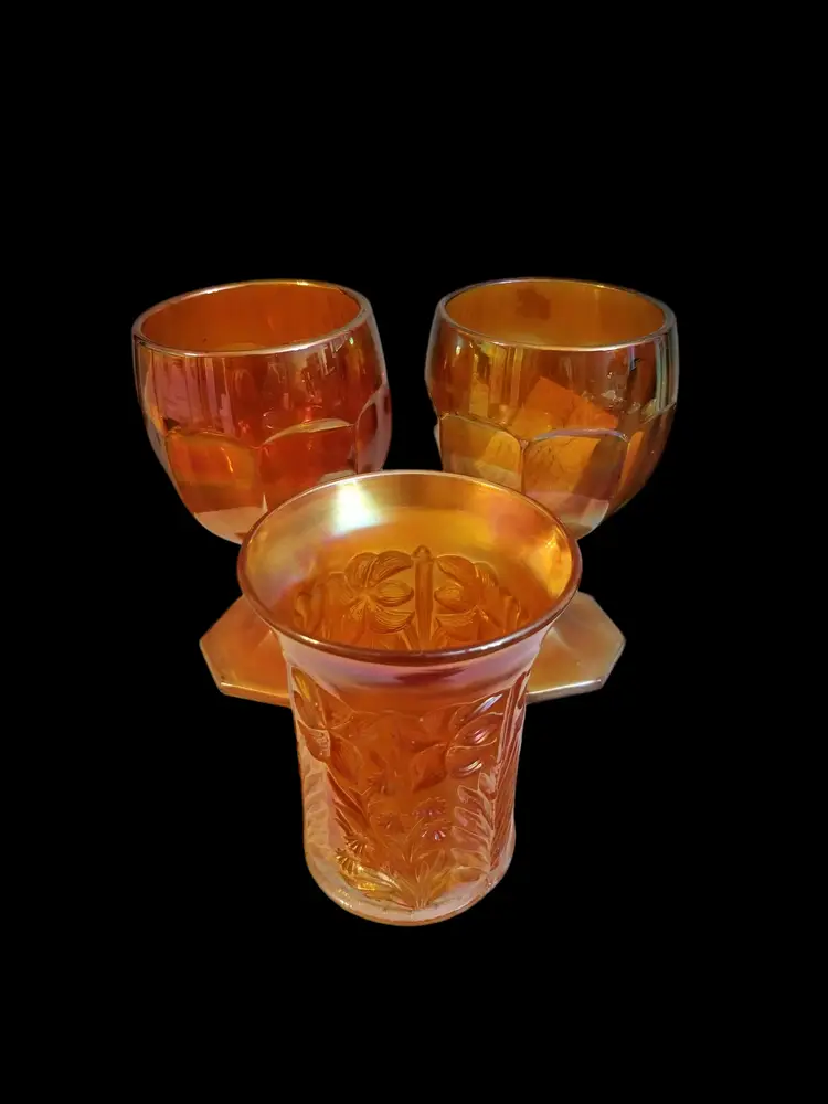 Vintage Carnival Glass Tumbler & Goblets