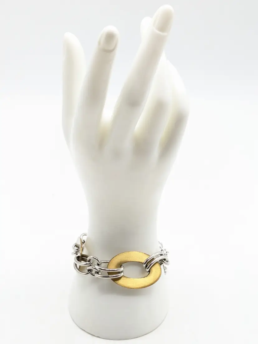 Premiere Designs Chunky Gold and Silver Tone Oval Link Bracelet