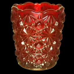 Maryland Glass Vintage Ruby Red Toothpick Holder Raised Pattern Kitchen Decor