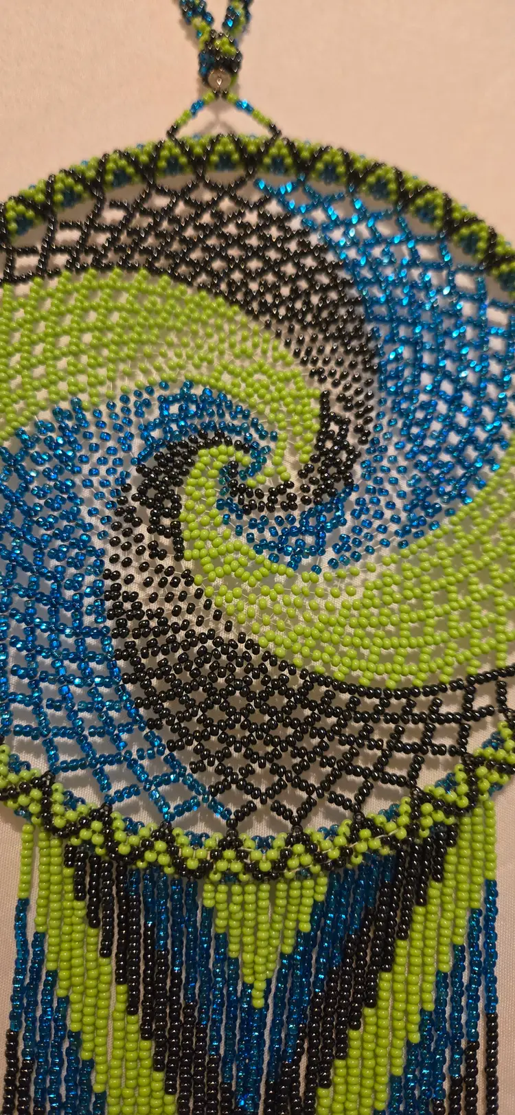 Beaded Dream Catcher Peacock Color Beads