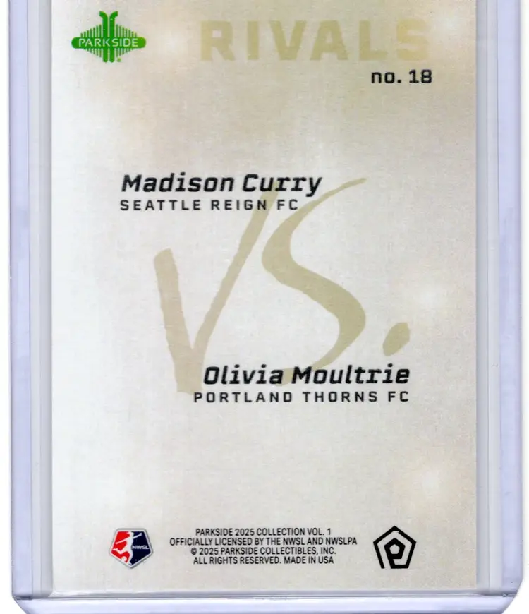 2025 Parkside NWSL Vol 1 Olivia Moultrie & Madison Curry Rivals SP