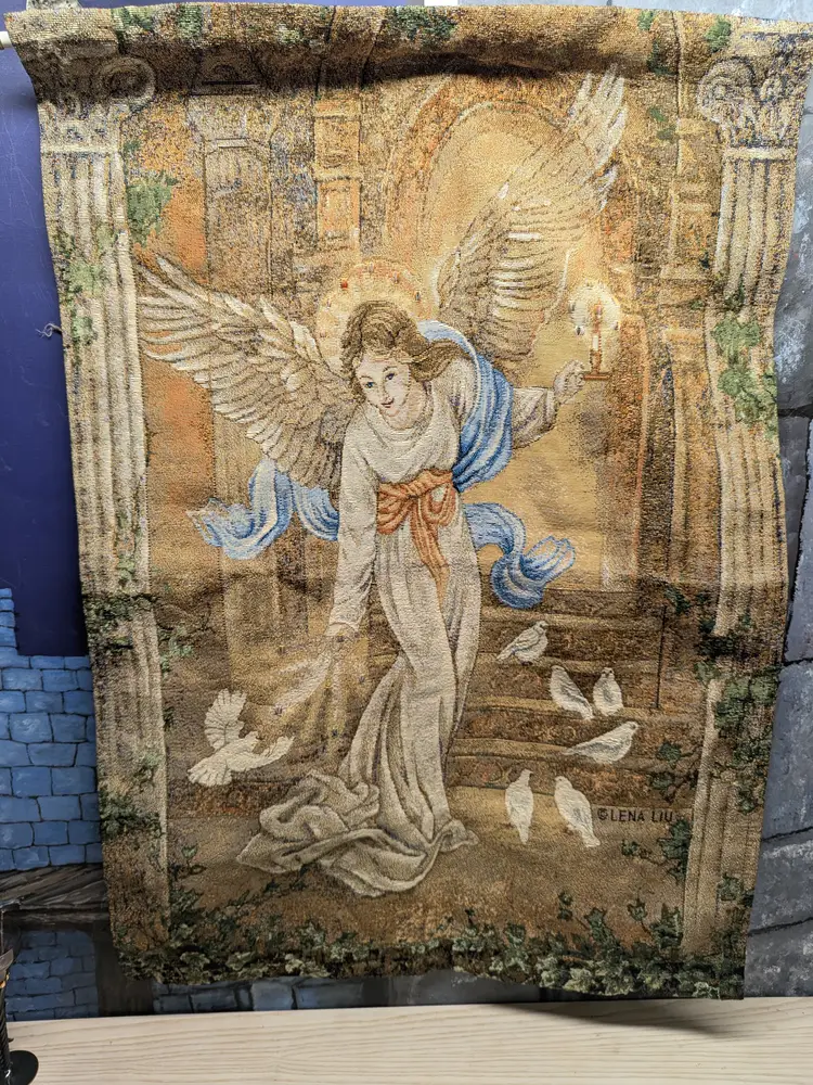 Lena Liu Angel of Light Religious Wall Art Hanging Tapestry 25.5 x 36.5 USA Doves Castlecore