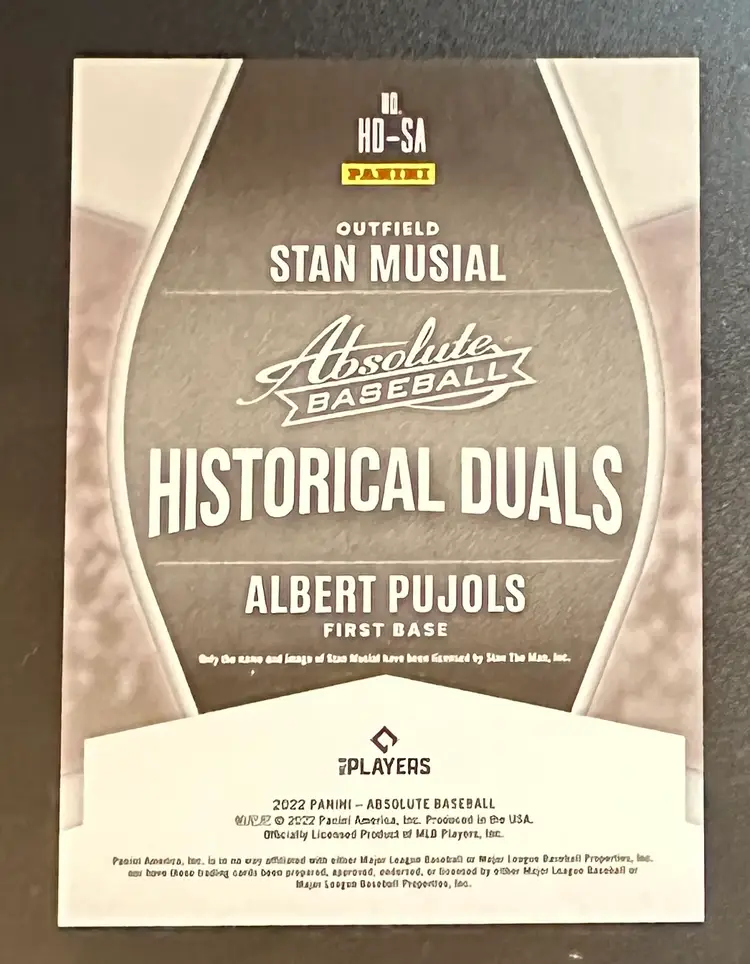 Stan Musial & Albert Pujols Historical Duels Card #06/10