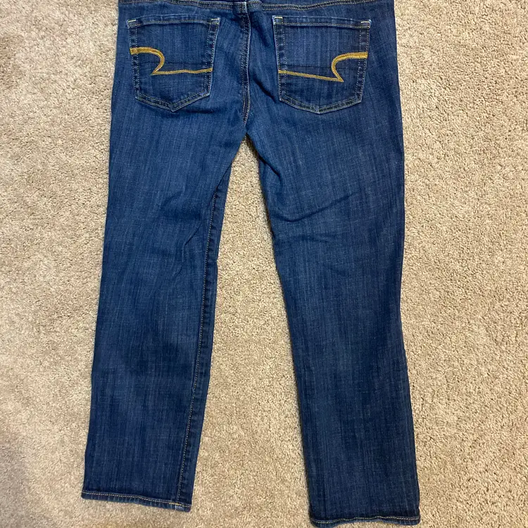 American Eagle Women's Size 4 Artist Crop Stretch Dark Blue Denim Jeans