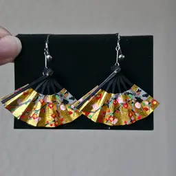 Paper Fan Screw Back Earrings Double Sided