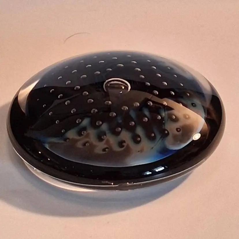 Vintage RARE Version 'Starry Night', Robert Burch Signed 2000 Handblown Disc Paperweight