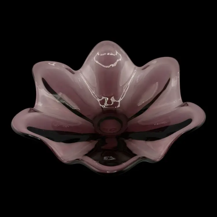 MCM Viking Glass 6 Petal Amethyst Purple Bowl 8”