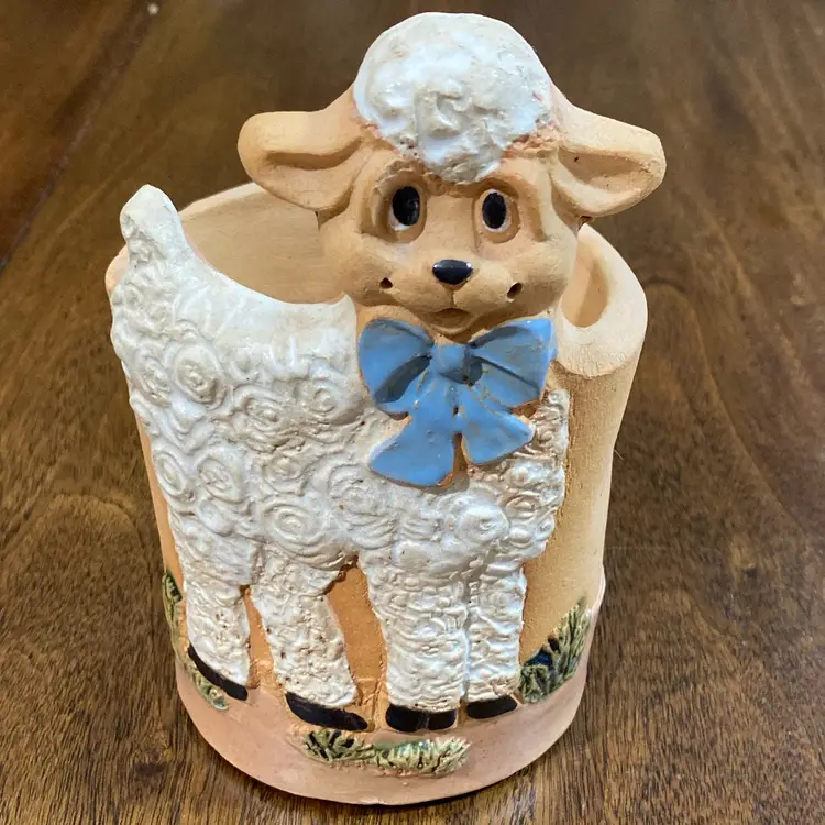Signed HINDT SK Pottery Lamb Planter