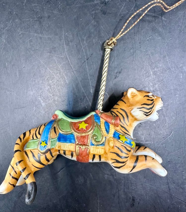 Vintage Lenox Tiger Carousel Animals Ornament - 1989