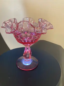 04. VTG Colonial Pink Ruffled Compote