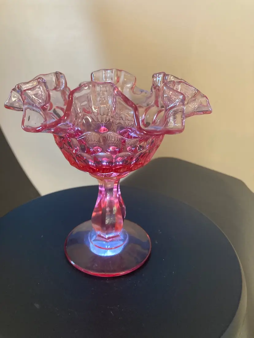 04. VTG Colonial Pink Ruffled Compote