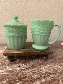 Pioneer Woman Green Jade Creamer & Sugar Bowl Set Timeless Beauty Set Retro