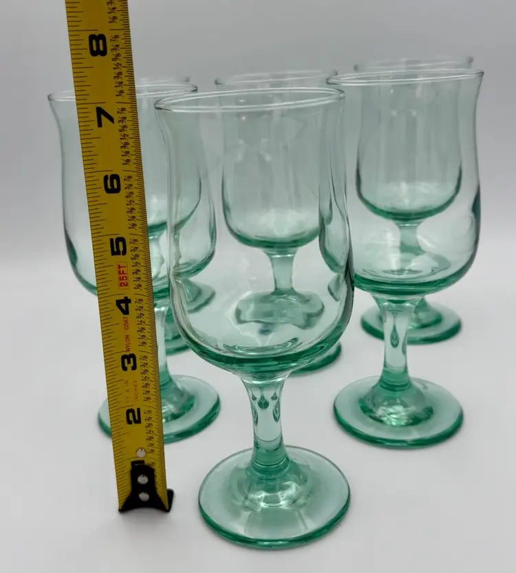 Libbey “Spanish Green” Tulip Wine/Water Glasses