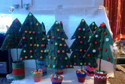 Handmade Christmas Decorations:  Pom Pom Trees.  $8 and $7.