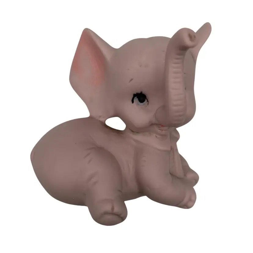 Vtg. Kelvins Pink Elephant Figurine, Bisque Porcelain, Japan, Original Sticker