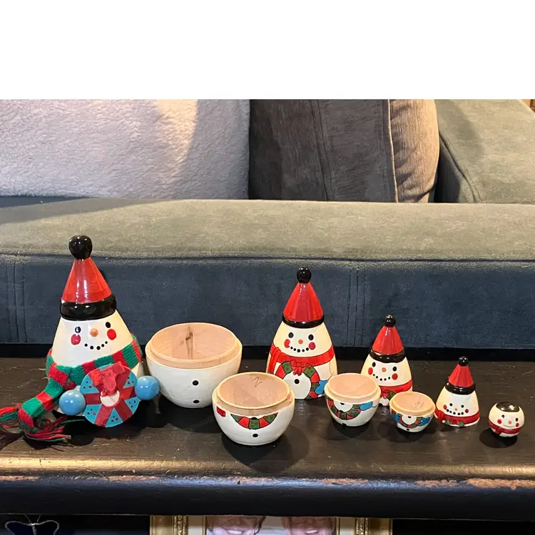 Vintage Snowman Nesting Dolls set of 5