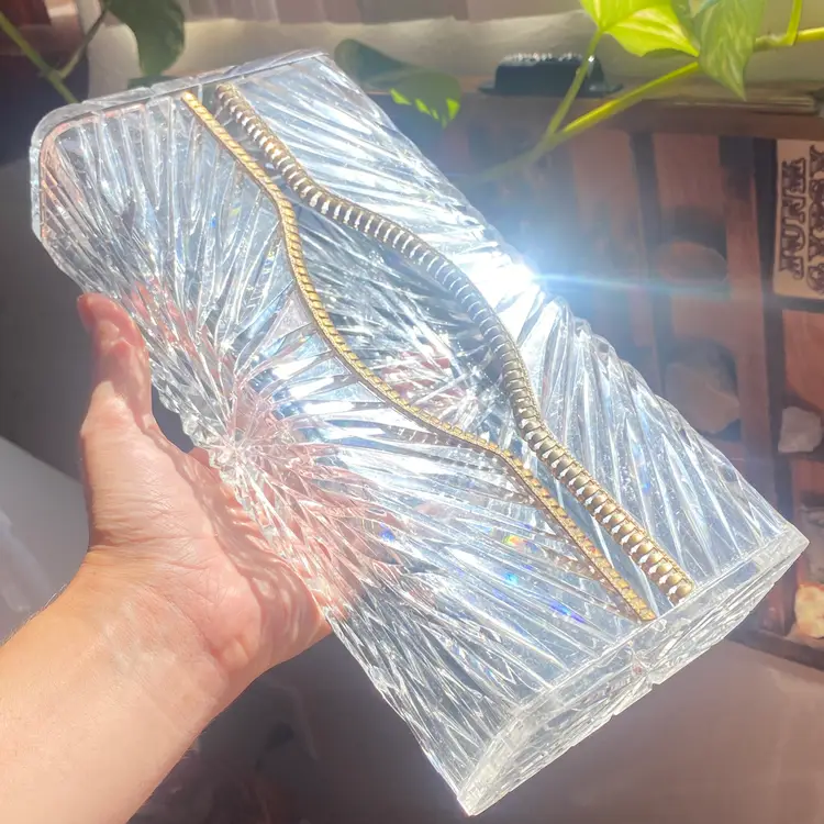 Vintage Wilardy Lucite and Brass Starburst Tissue Box