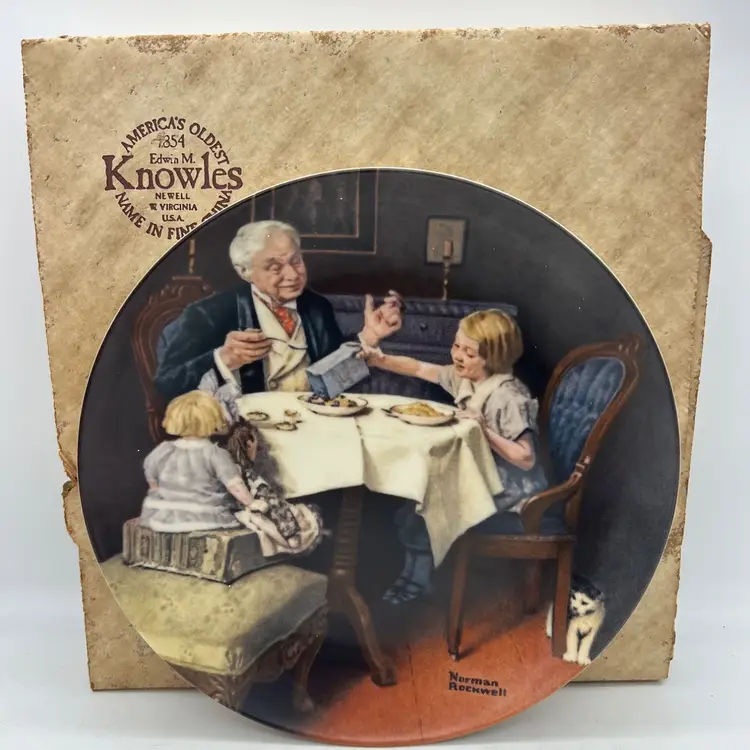 1985 Knowles Norman Rockwell Plate The Gourmet 8.5" Bradex 84-R70-3.9 With Box