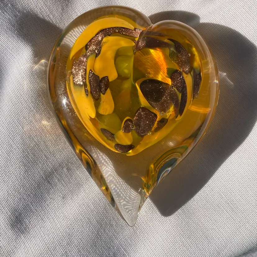 K. Howard 2002 Heart- Shaped Glass Paperweight