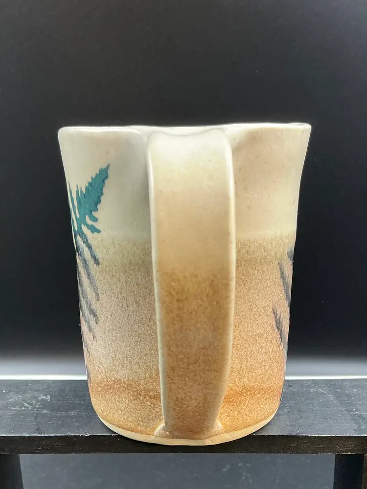 Stegall Studio Pottery Mug/Coffee Cup. Fern design 2 tone, signed