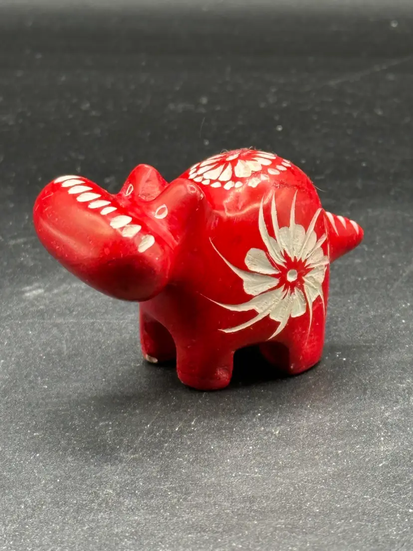 Handmade From Kenya Soapstone Hippo Sculpture Figurine 2"  Height x 3" Length