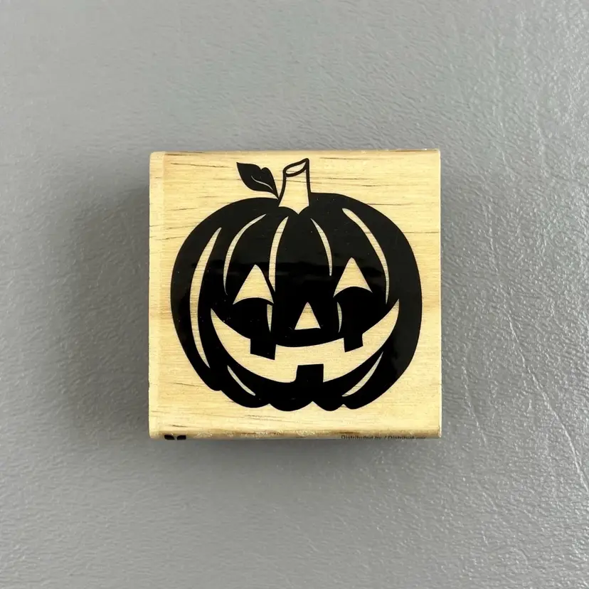 Craft Smart 276870 Halloween Jack O Lantern 2”x2” Wood Mounted Rubber Stamp
