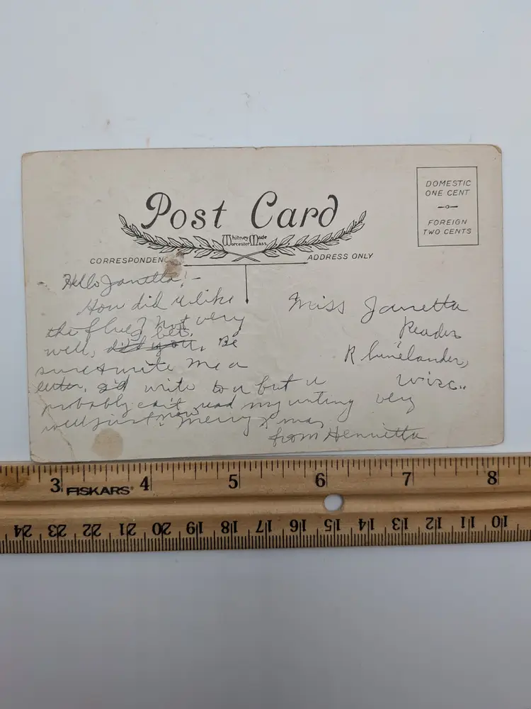 E82. Merry Christmas and Happy New Year Antique Postcard