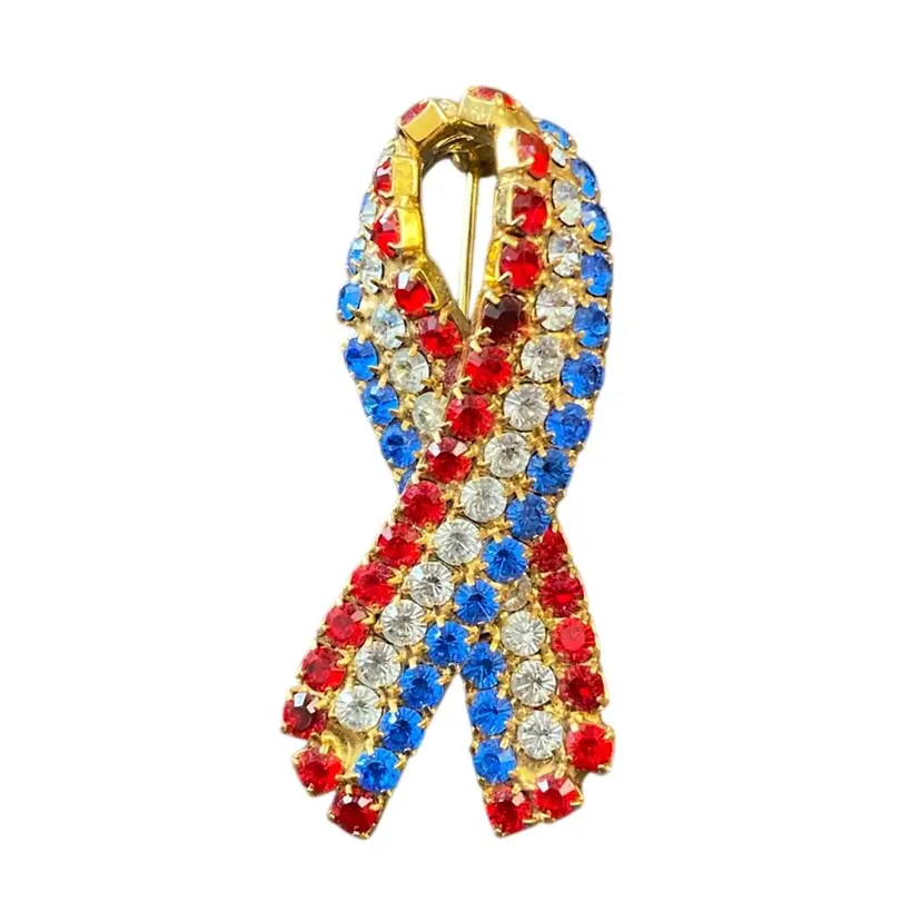 Ribbon Red White And Blue Brooch 2” X 1”