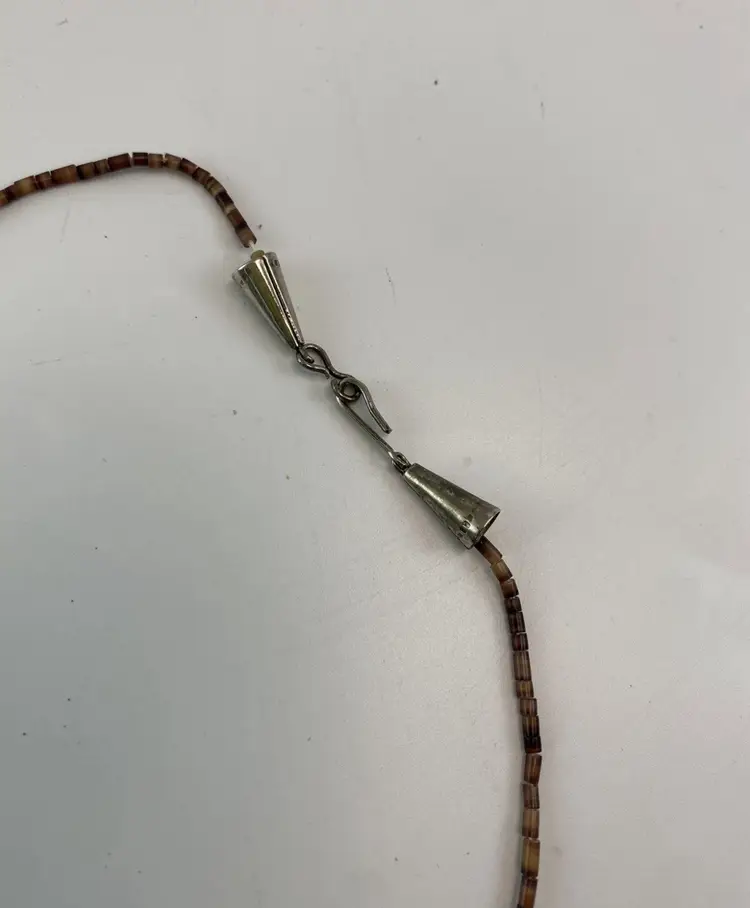 VTG Zuni Natural Turquoise Multi Stone Thunderbird Fetish Heishi Bead Necklace