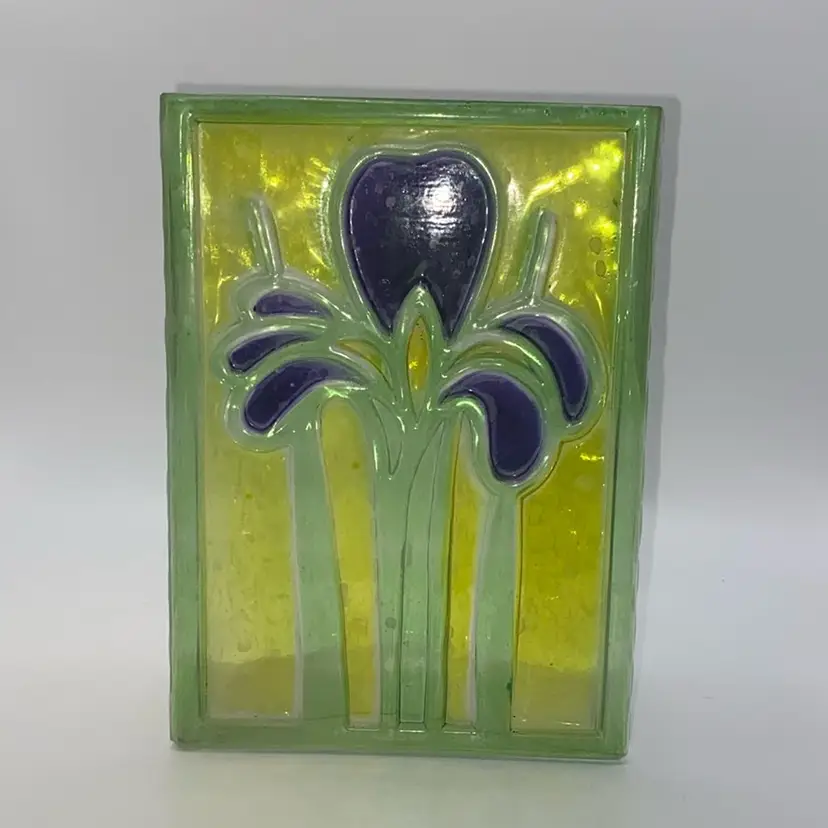 Vintage FTD rectangular Vase With Iris