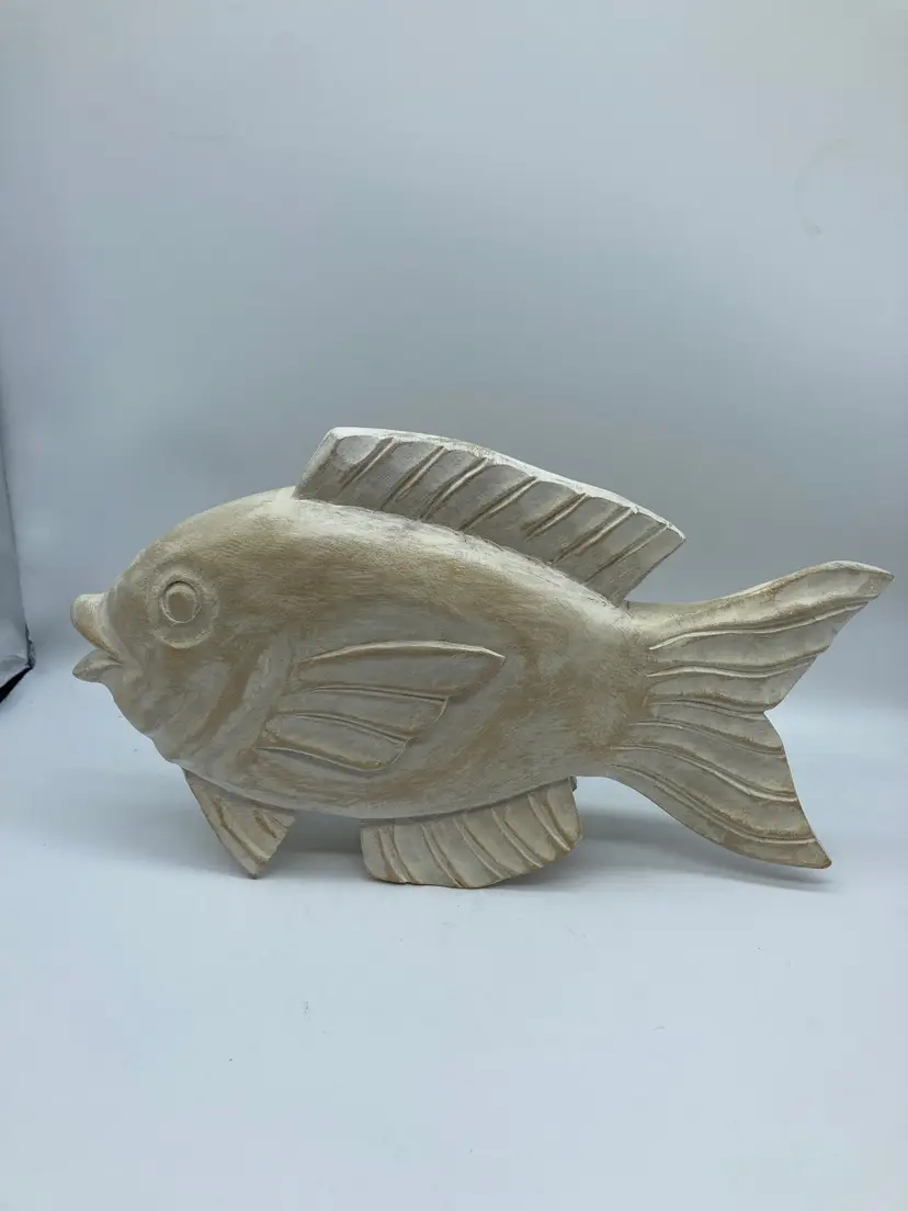 Carved White Wooden Fish made in the Philippines