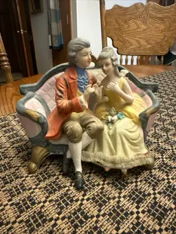 Vintage Cucci Royal Crown Porcelain Courting Victorian Couple figurine