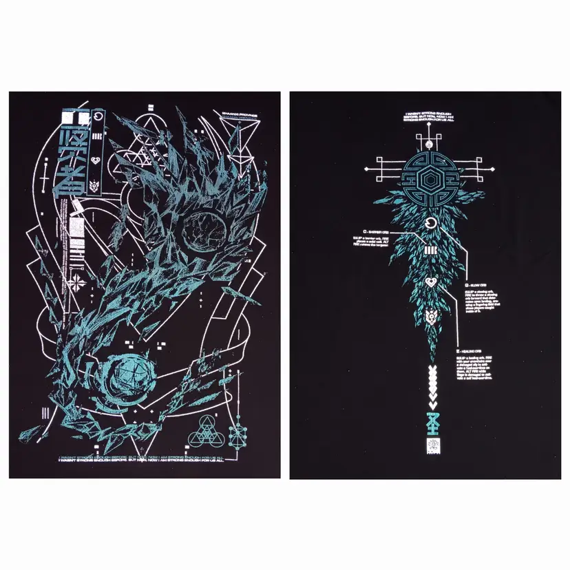 retired NEO4IC Raze Valorant Sage Crystal Orbs T-Shirt Lot card game reflective