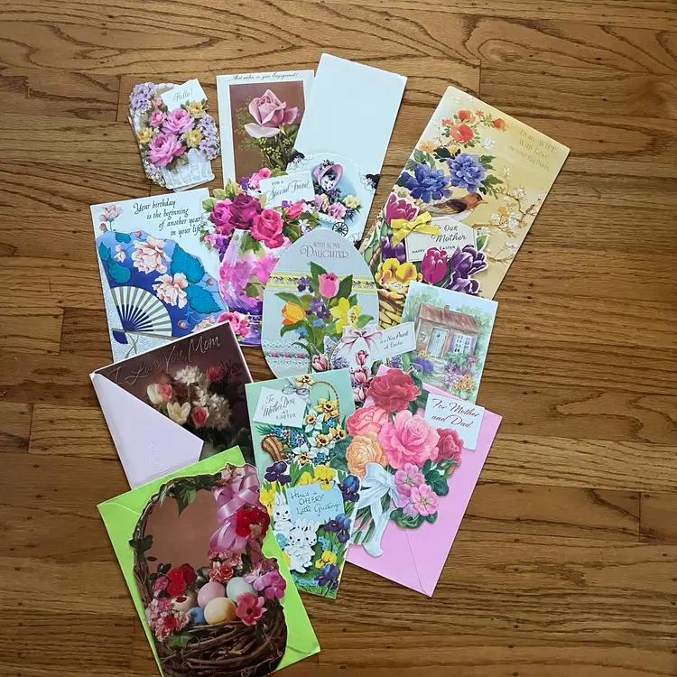 16 Greeting Cards Junk Journal Arts Crafts Scrapbooking VTG