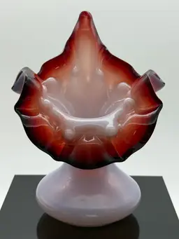 Victorian Art Glass Lavender and Ox Blood Jack In The Pulpit Vase