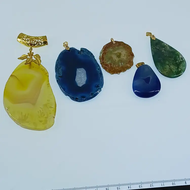 5 Polished Gemstone Pendants