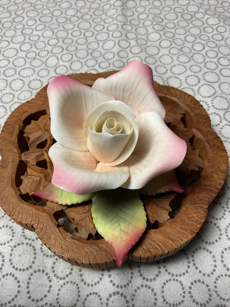 Vtg Lefton Porcelain Rose Flower Hand Painted Decor