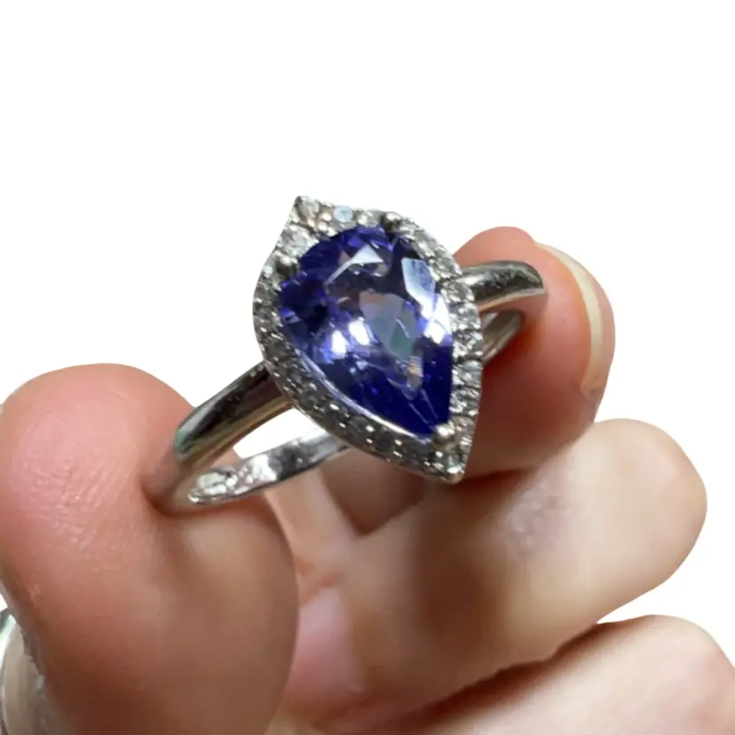 Sterling CZ Tanzanite Ring Size 9