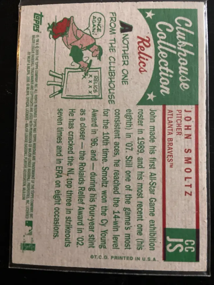 2008 Topps Heritage Clubhouse Collection Relics #JS John Smoltz Jersey